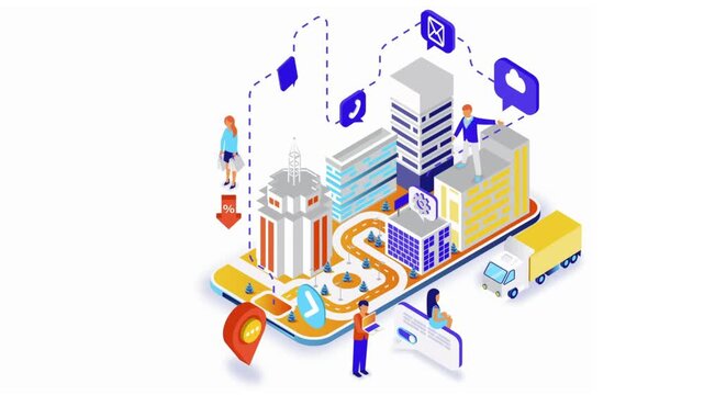 Abstract Colorful Isometric City with Vibrant Cube and Square Buildings Vector Urban Town Map Scene Featuring Houses Apartments Streets Trees Cars and Real Estate Architecture Design Illustration