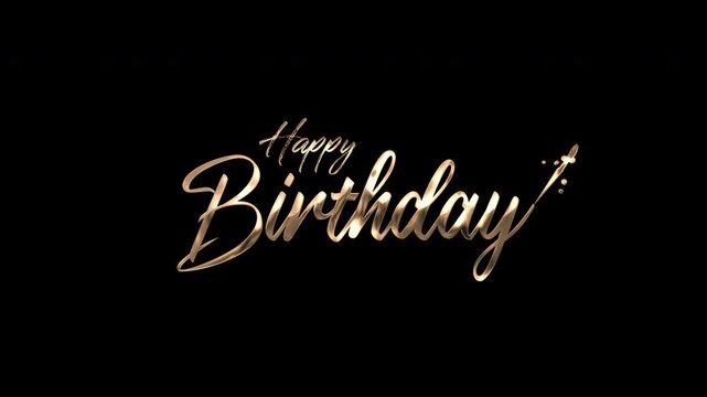Luxury gold happy birthday lettering with sparkling light effects
