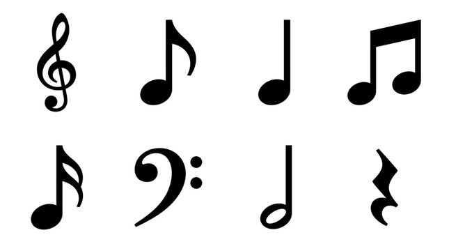An isolated vector illustration of various music notes icons arranged