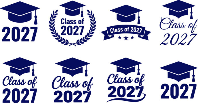 Class of 2027 graduation design elements and logos