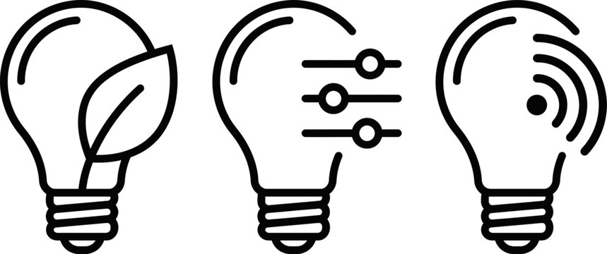 Innovative light bulb icons for eco friendly and creative concepts