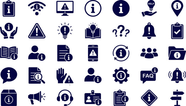 Information icons set for websites and applications