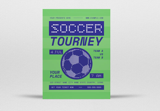 Green and Blue Mono Style Soccer Tournament Flyer Layout
