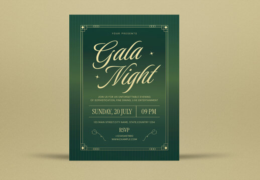 Green Art Deco Gala Night Flyer Layout