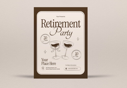 Brown Elegant Retirement Party Flyer Layout