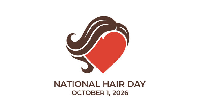 National Hair Day graphic featuring a stylized heart shaped hairstyle icon.