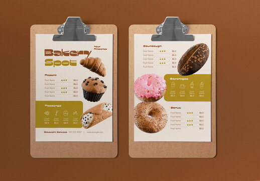 Brown and Green Retro Bakery Food Menu