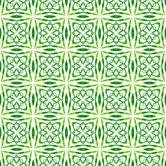Fototapeta premium Hand drawn tropical seamless border. Green adorable boho chic summer design. Tropical seamless pattern. Textile ready interesting print, swimwear fabric, wallpaper, wrapping.