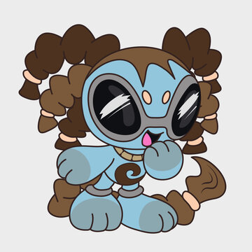 Cute cartoon animal with dreadlocks. Funny character. Cartoon character design.