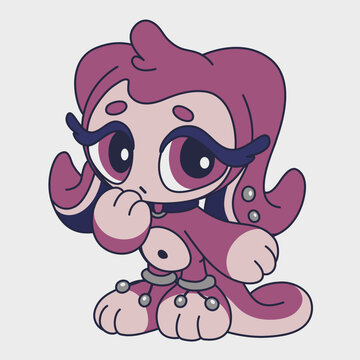 Cute cartoon animal with a tail. Funny character. Cartoon character design.