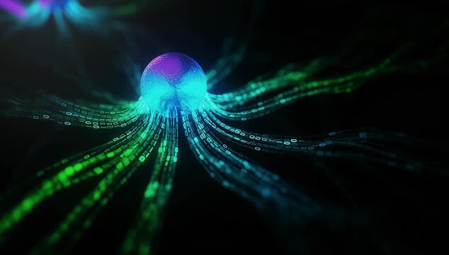 Neon-Inspired Octopus Animation with Pulsating Tentacles