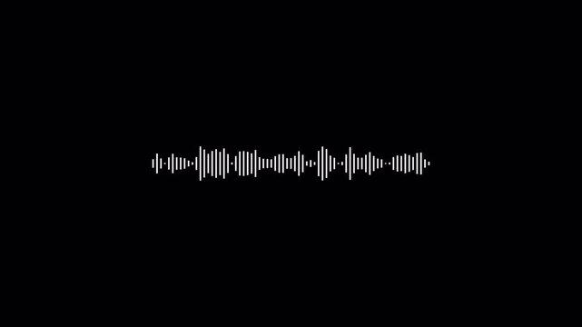 Visual waveform animation with alpha channel, audio spectrum sound waves with transparent background, Waveform animated video in 4k