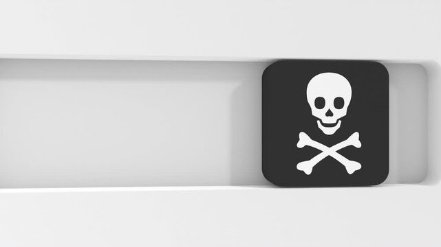 Toggle switch button with skull and bones. Danger or warning concept.