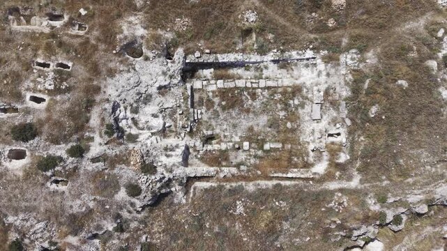 Drone Footage of Juliopolis Necropolis in Cayirhan Nallihan Ankara Turkey Showing Roman Byzantine Tombs and Archaeological Terrain