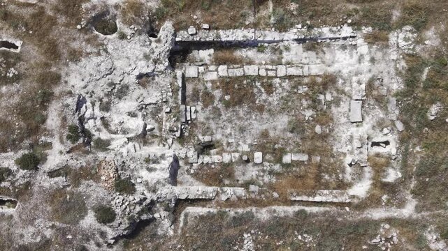 Drone Footage of Juliopolis Necropolis in Cayirhan Nallihan Ankara Turkey Showing Roman Byzantine Tombs and Archaeological Terrain