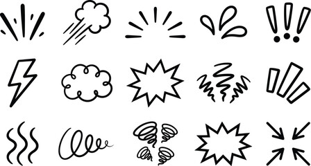 Comic Expression Bubble Explosion Hand Drawn Black Silhouette Vector Set © MSTRUBINA