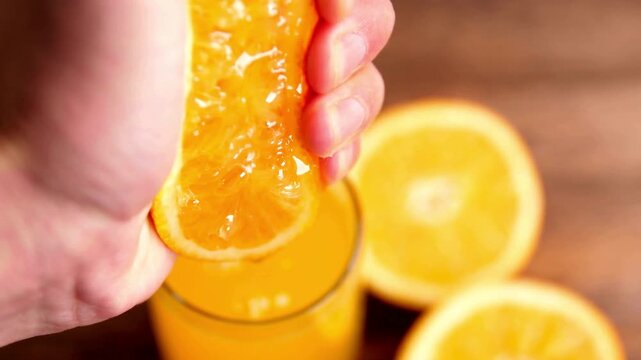 Fresh orange juice, glass of citrus drink, sliced oranges, healthy beverage