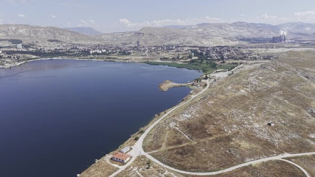Drone Footage of Juliopolis Necropolis in Cayirhan Nallihan Ankara Turkey Showing Roman Byzantine Tombs and Archaeological Terrain