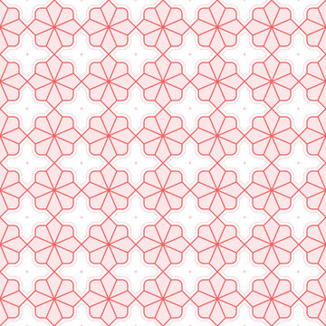 Seamless Vector Geometric Floral Pattern with Soft Pink Line Art