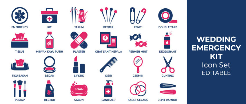 Wedding Emergency Kit Icons: Essential Items for Bridal Preparedness