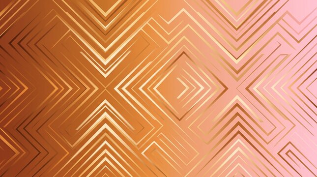 Rose gold and bronze gradient background with elegant geometric zigzag chevron lines
