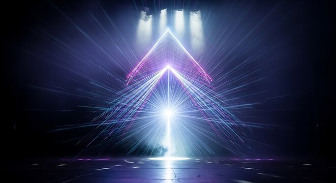 Futuristic Laser Light Display with Neon Effects in Dark Environment.
