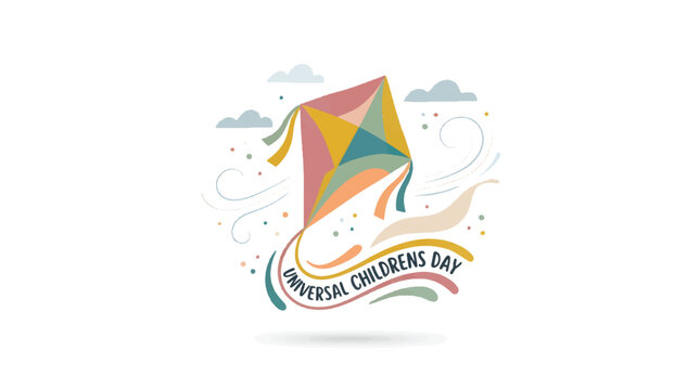 Childrens Day Kite Flying Colorful Celebration Illustration