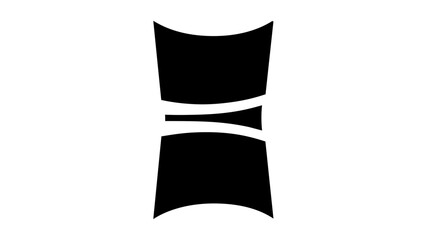 Fototapeta premium Minimalist solid black and white vector icon illustration of an ankle brace with negative space detailing, part of a soccer gear and apparel sports equipment icon set for modern design use.