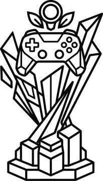 Esports Gaming Controller Trophy Vector