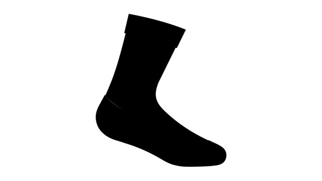 Sleek minimalist line vector icon illustration of a solid black soccer sock, ideal for sports gear branding, digital design assets, and athletic apparel marketing materials