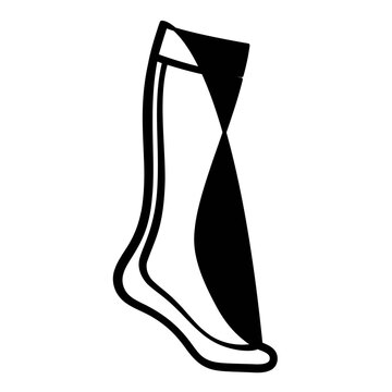 Minimalist line vector icon illustration of a soccer sock with editable stroke, allowing customizable line weight adjustments for sports apparel branding and graphic design projects