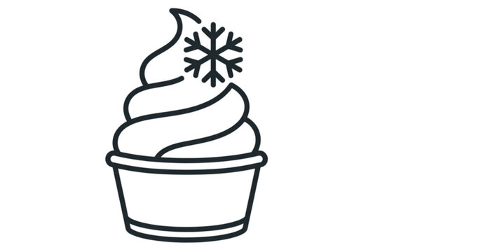 frozen, yogurt, froyo, dessert, icecream, dairy, swirl, cup, logo, icon, minimal, minimalist, monoline, outline, food, sweet, cold, snowflake, branding, cafe, vector, illustration, isolated, modern, e