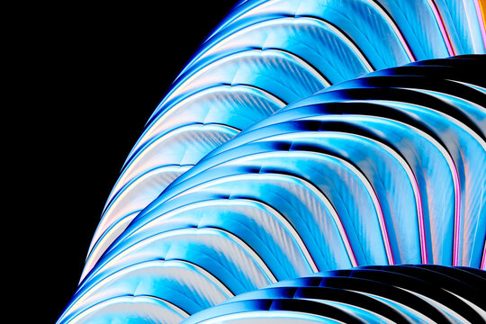 3D blue spiral tunnel with abstract digital motion