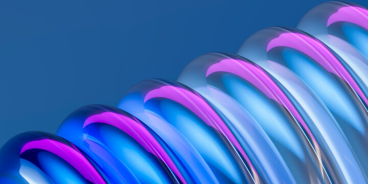 3D neon glass wave with curved technology wallpaper form