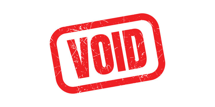 Red rubber stamp vector with bold VOID text imprint isolated on transparent background