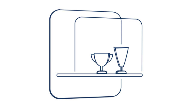 Trophy Display Case with Awards Vector Icon - Minimalist Line Illustration for Sports Stadium Graphics