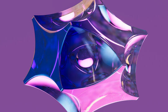 Futuristic glass 3D digital form for modern wallpaper