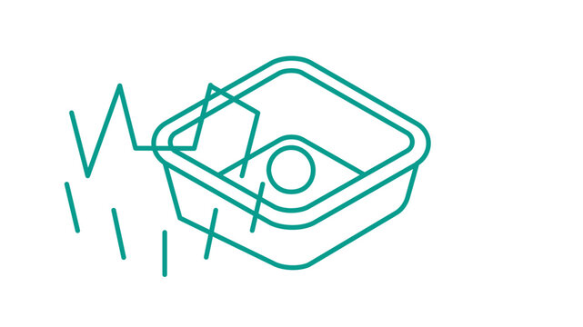 Minimalist vector icon illustration of soccer ball trap goal in teal square frame, flat simple clean line design for sports apps and websites, scalable graphic element for modern interface