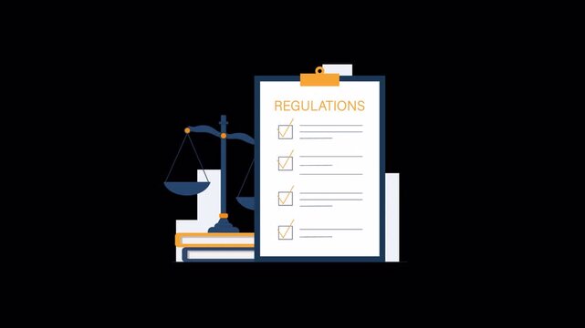 Animated Checklist of Regulations with Scales of Justice - Transparent