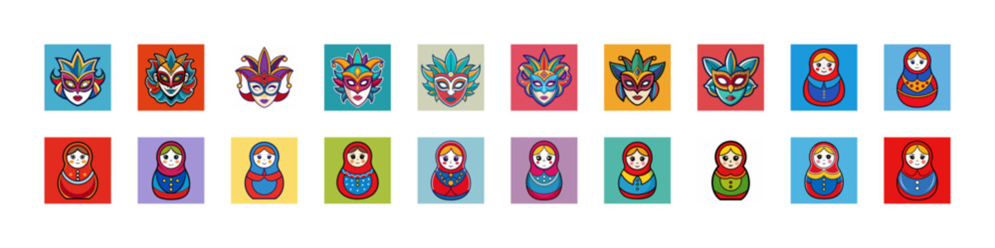 Colorful flat icons set of people with different activities - A vibrant collection of flat icons showing diverse people engaged in various daily activities like reading, working, and exercising.
