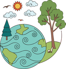 Fototapeta premium tree and globe