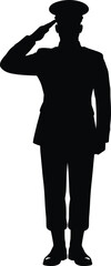 Fototapeta premium Silhouette of military officer in formal uniform saluting symbolizing respect discipline honor and armed forces service