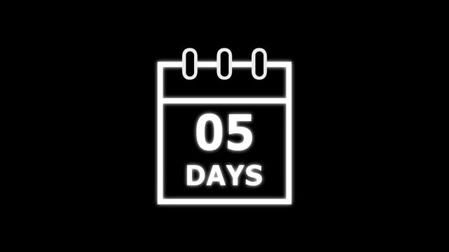 5 days animated icon. on a black background. and creating a stunning video 4K.