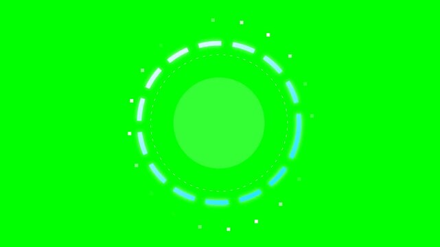 Futuristic Digital Loading Circle Animation on Green Screen Chroma Key Background for Interface Design