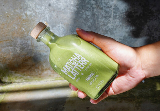 Transparent Matcha Bottle Mockup