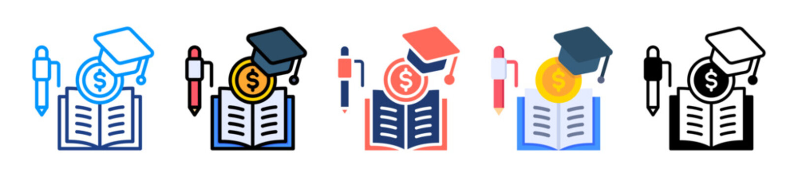 Financial Literacy Icon Sheet Multiple Style Collection 