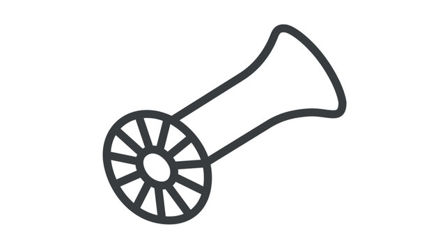 Minimalist line art vector icon of a fan horn combining megaphone and propeller design. Scalable illustration perfect for celebration, sports, and festive cheering event graphics.