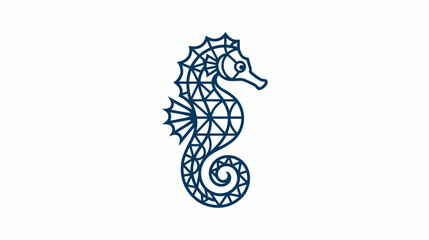 Geometric seahorse line art icon with mosaic pattern © nanas