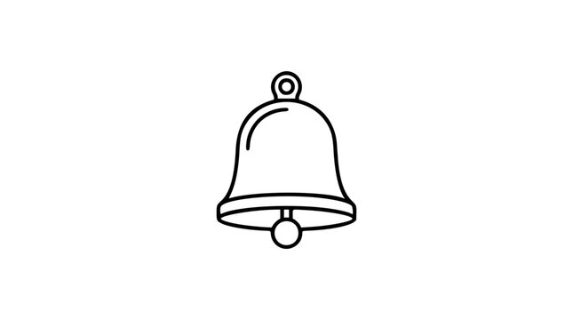 Alarm bell vector icon illustration with clean hand-drawn outline, minimalist black line school notification symbol, ringing alert sign for reminders, safety warnings, schedule notices, and apps
