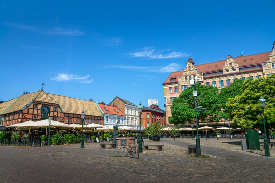View of Lilla Torg or Little Square in the old town of Malm&ouml;, Sweden travel and tourism